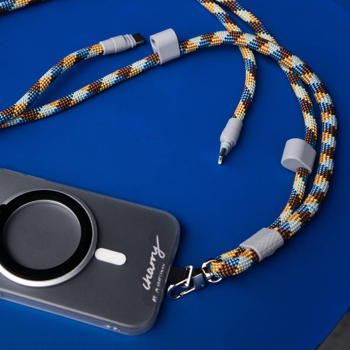 M.Craftsman Charry 2 in 1 Charging Cable + Phone Strap (USB C-C) - Yellow Brown, , large image number 1