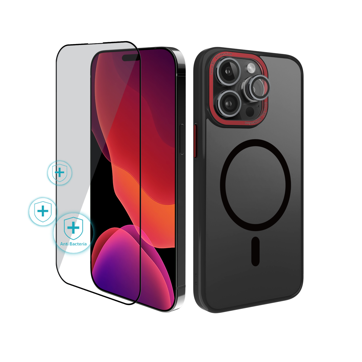 inno3C Accessories Set for iPhone 15 Plus (Wine Red)