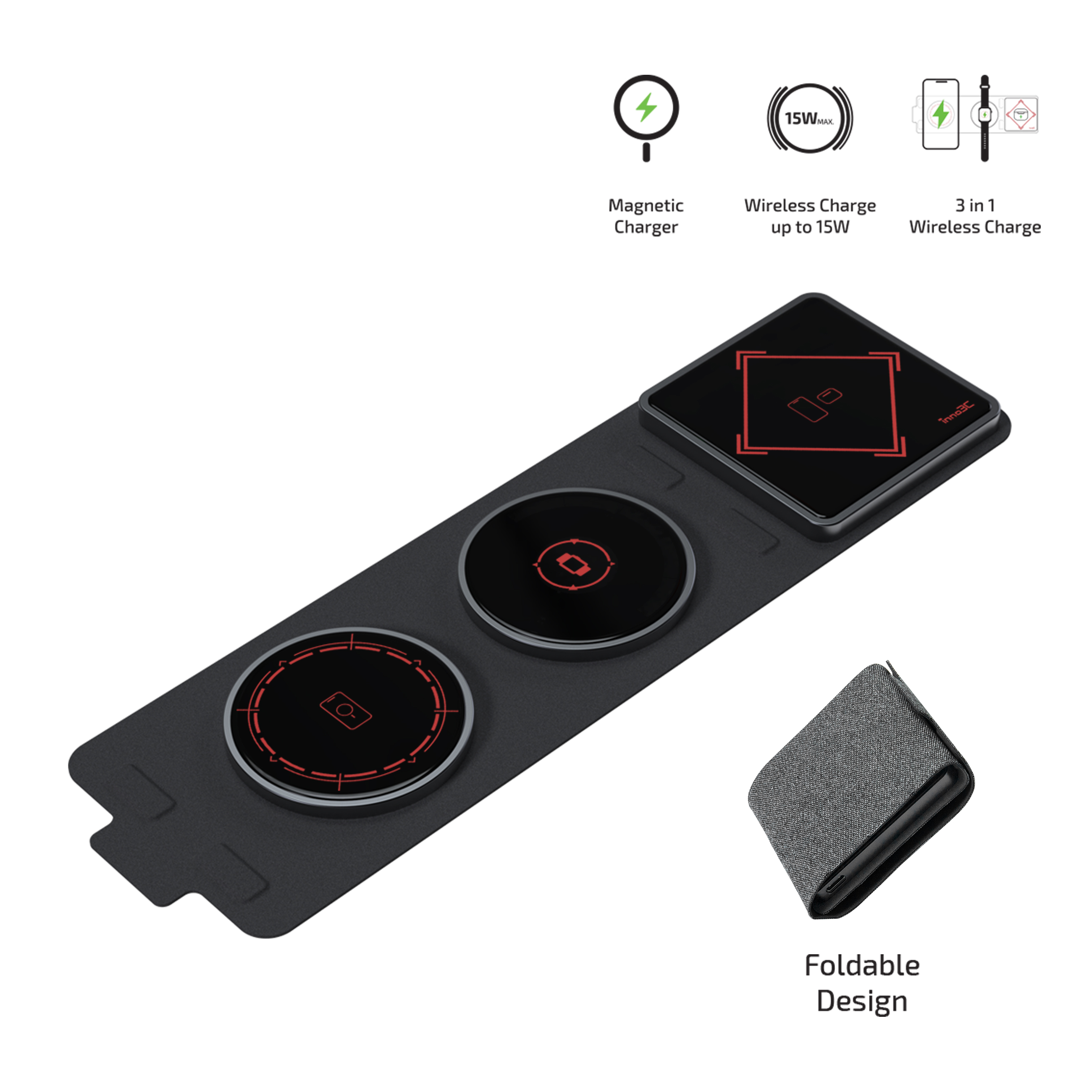 inno3C i-WAP3 3 in 1 Folding Magnetic Wireless Charging Pad